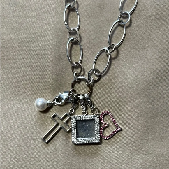 Origami Owl HTF Silver Link Chain with 4 Charms - Picture 1 of 4